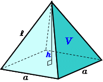 正四角錐の体積（底辺と側辺から）